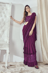 Smart Looking Magenta Colour Functional Wear Saree